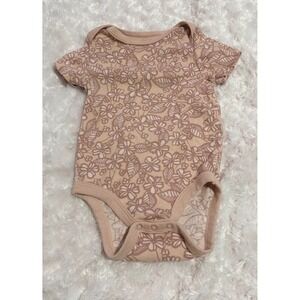 Cloud Island Baby Girls Floral Print Short Sleeve Bodysuit Onesie Tan‎ Pink 6-9M